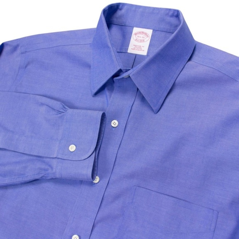 Brooks Brothers Mens 15.5 x 33 Blue Cotton Non Iron Traditional Fit Dress Shirt
